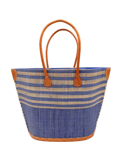 Santa Cruz Two Tone Wide Stripe Raffia Straw Tote Bag: Small: Fuchsia Two Tone - r. h. ballard shop & gallery