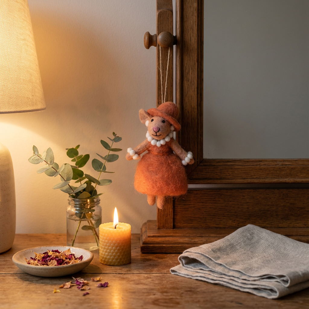 Handmade Felt Evelyn the Mouse Hanging Decoration - r. h. ballard shop & gallery