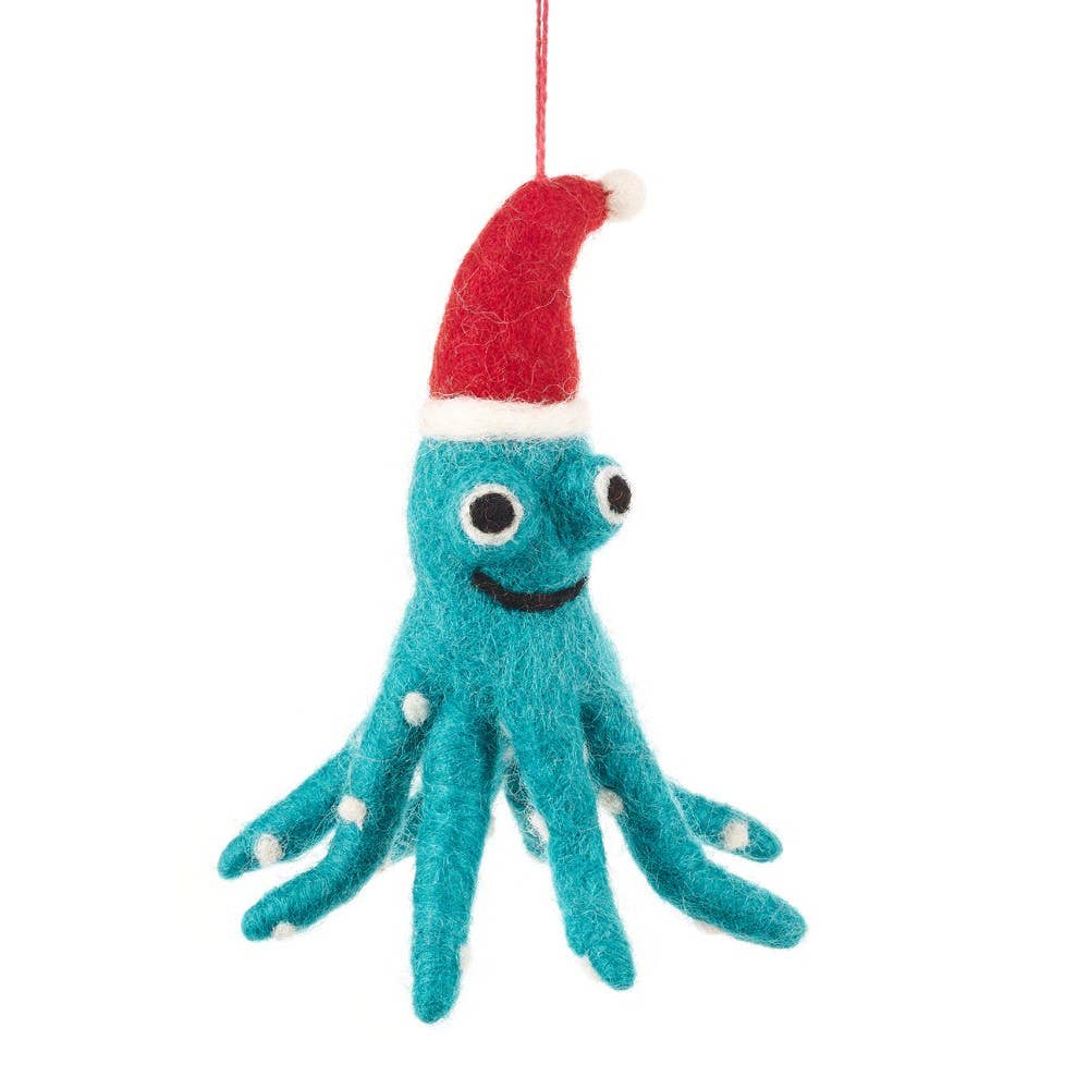 Handmade Felt Biodegradable Christmas Octopus Decoration - r. h. ballard shop & gallery