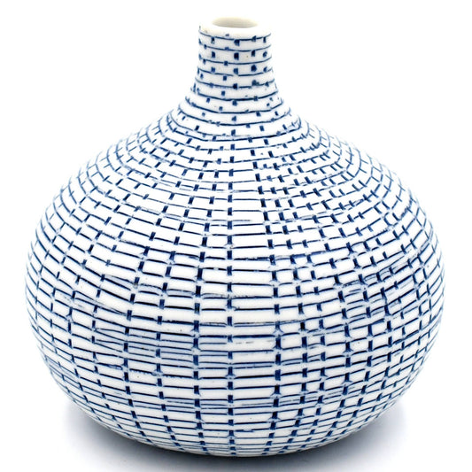 CONGO S-Basket Weave Porcelain Bud Vase