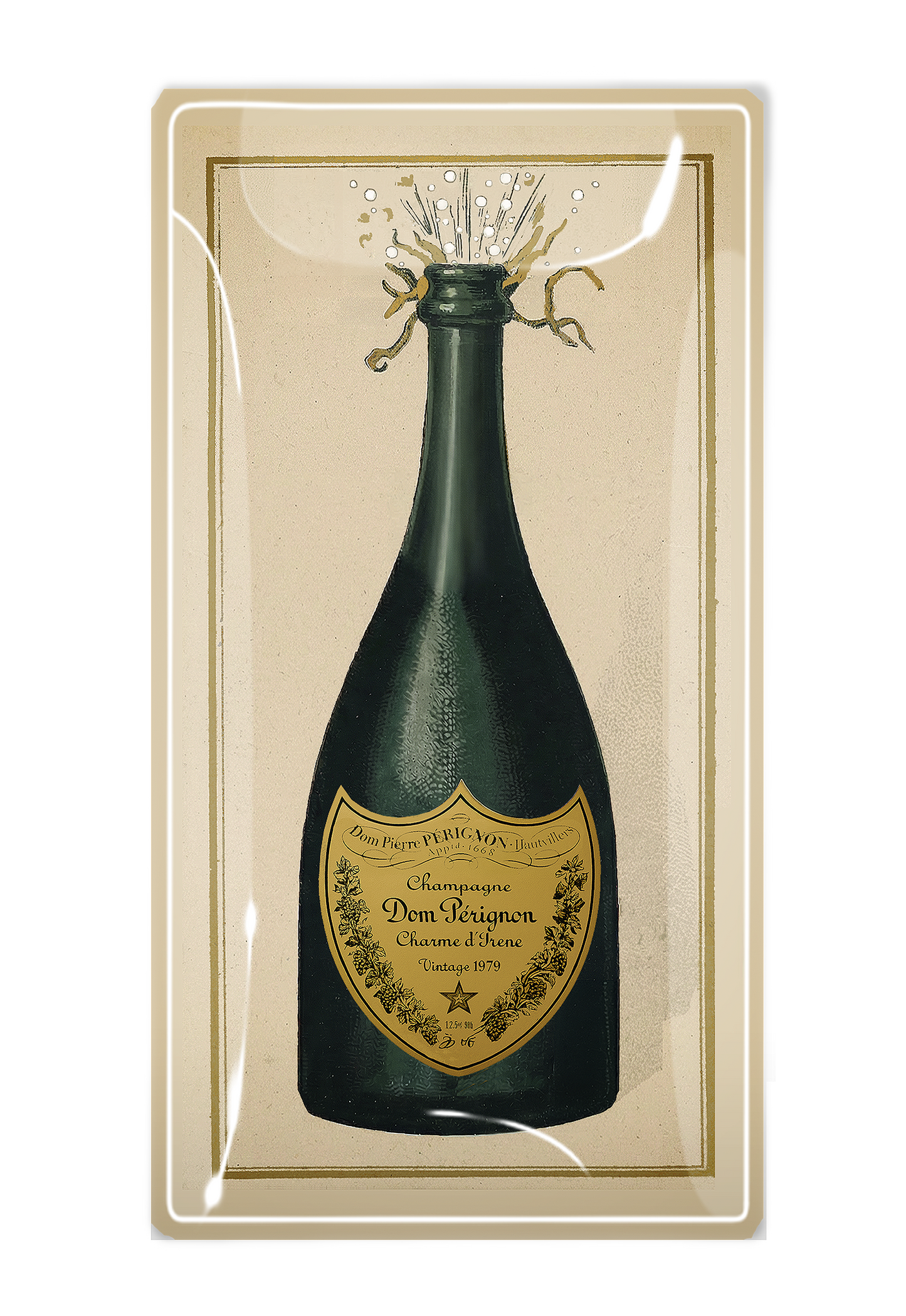 Dom Pérignon Brut Champagne Glass Decoupage Tray: 4"x 9" - r. h. ballard shop & gallery