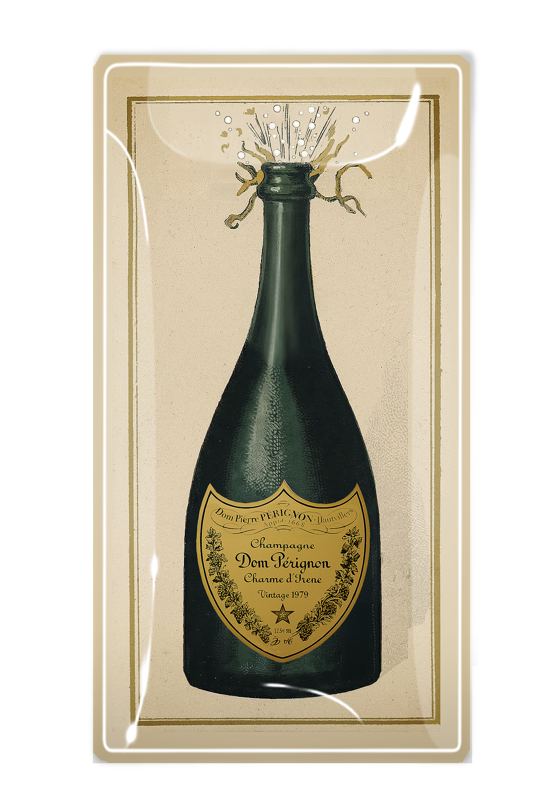 Dom Pérignon Brut Champagne Glass Decoupage Tray: 4"x 9" - r. h. ballard shop & gallery