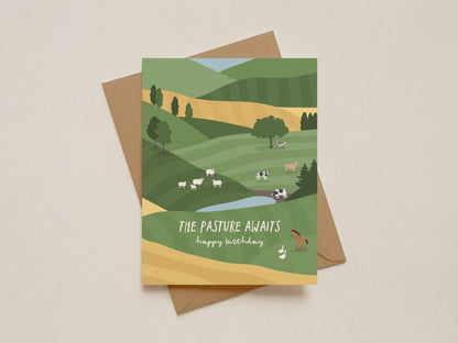 The Pasture Awaits - Funny Birthday Card - Deadpan Humor - r. h. ballard shop & gallery