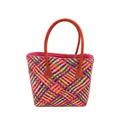 Pianina Small Woven Straw Basket Bag: Raspberry Multi - r. h. ballard shop & gallery