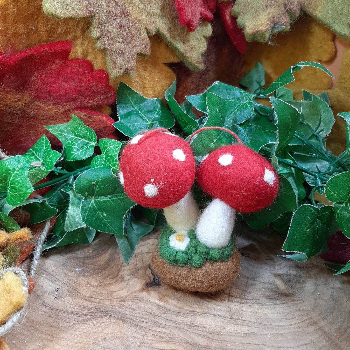Handmade Felt Magical Toadstools Hanging Decoration - r. h. ballard shop & gallery