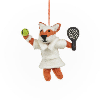 Handmade Felt Wimbledon Fox Hanging Tennis Dec