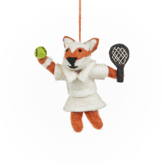 Handmade Felt Wimbledon Fox Hanging Tennis Dec