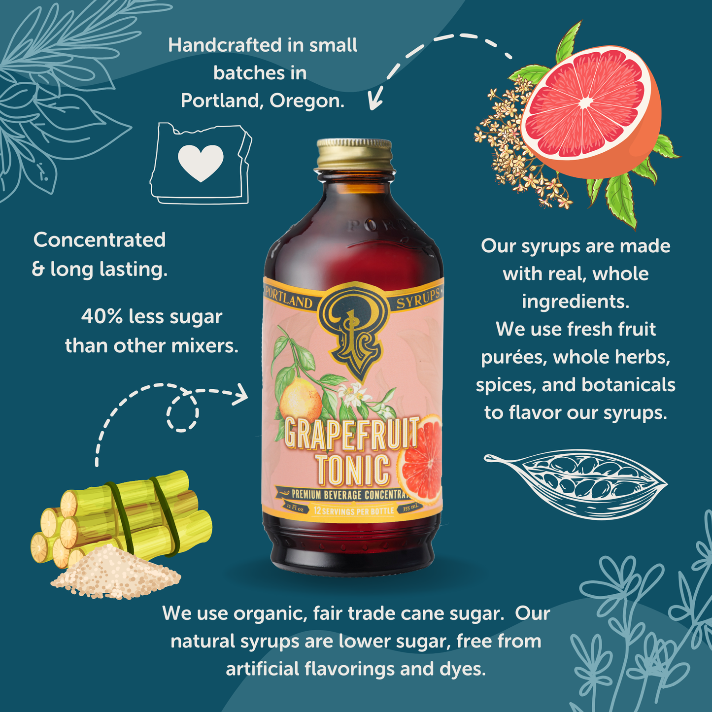 Grapefruit Tonic 12oz - cocktail / mocktail beverage mixer - r. h. ballard shop & gallery