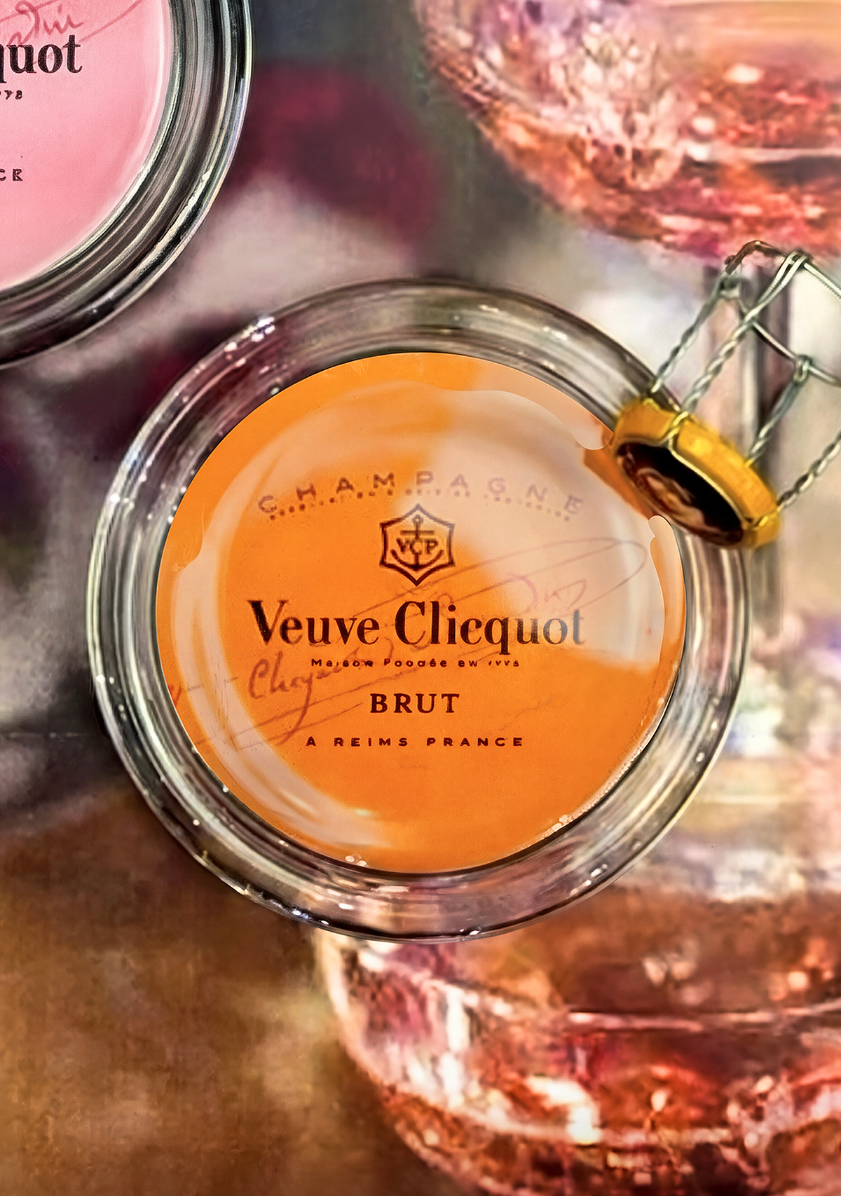 Veuve Clicquot 4" Round Glass Coaster