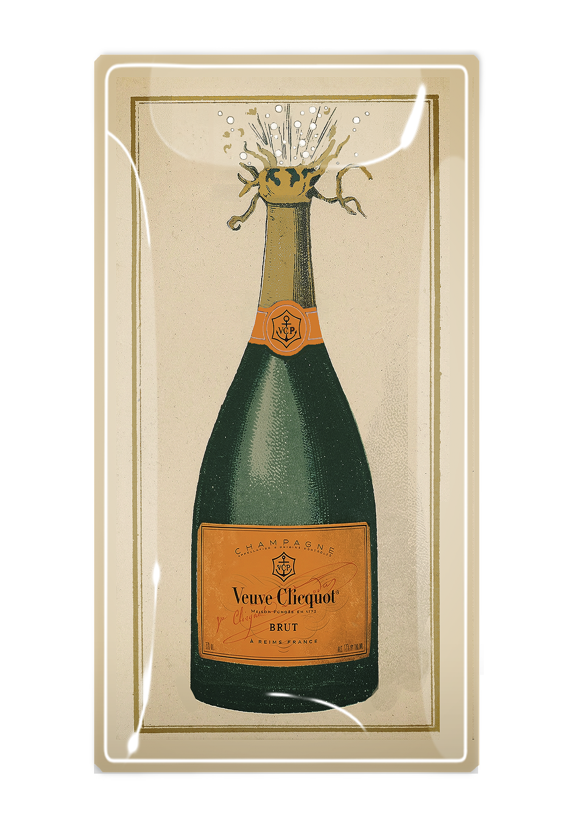 Veuve Clicquot Bottle Decoupage Tray | 4 Sizes, NYC: Orange (Brut) / 4"x 9" - r. h. ballard shop & gallery