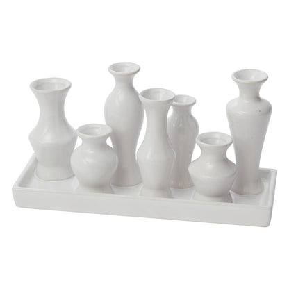 Charlie Ceramic Bud Vases on Tray, Large