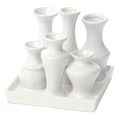 Charlie Ceramic Bud Vases on Tray, Small