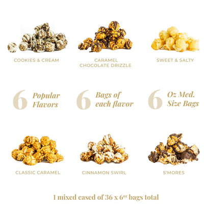 Gourmet Popcorn Sampler - 6 Top Flavors x 6 medium bags each