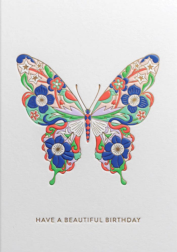 BIRTHDAY BUTTERFLY BIRTHDAY GREETING CARD  4.25" x 5.5" - r. h. ballard shop & gallery