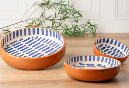 Moroccan Serving Dishes Set of 3 - Blue Stripe