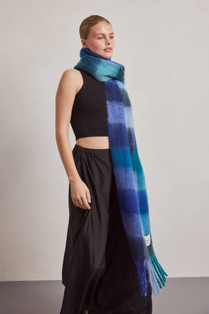 The Reykjavik Scarf - 100% Recycled - Blue Check - r. h. ballard shop & gallery