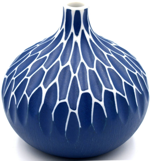 CONGO Branches Blue and White-Handcrafted Porcelain Bud Vase