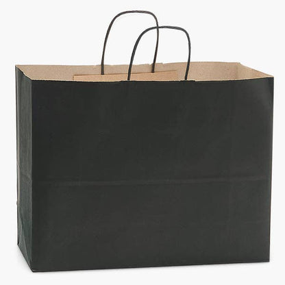 Recycled Kraft Color Paper Retail Shopping Bags: Black / 100 Pack / Queen 16x6x19.25" - r. h. ballard shop & gallery