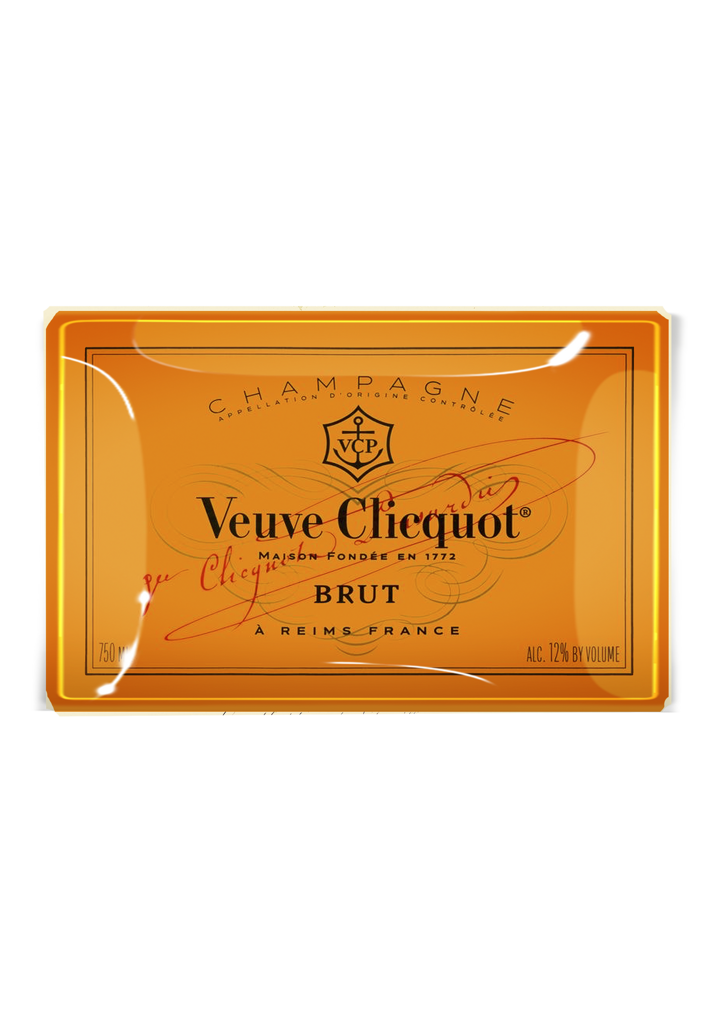 Veuve Clicquot Decoupage Glass Tray | 6 Sizes, NYC-Made: Orange (Brut) / 4"X 6" - r. h. ballard shop & gallery