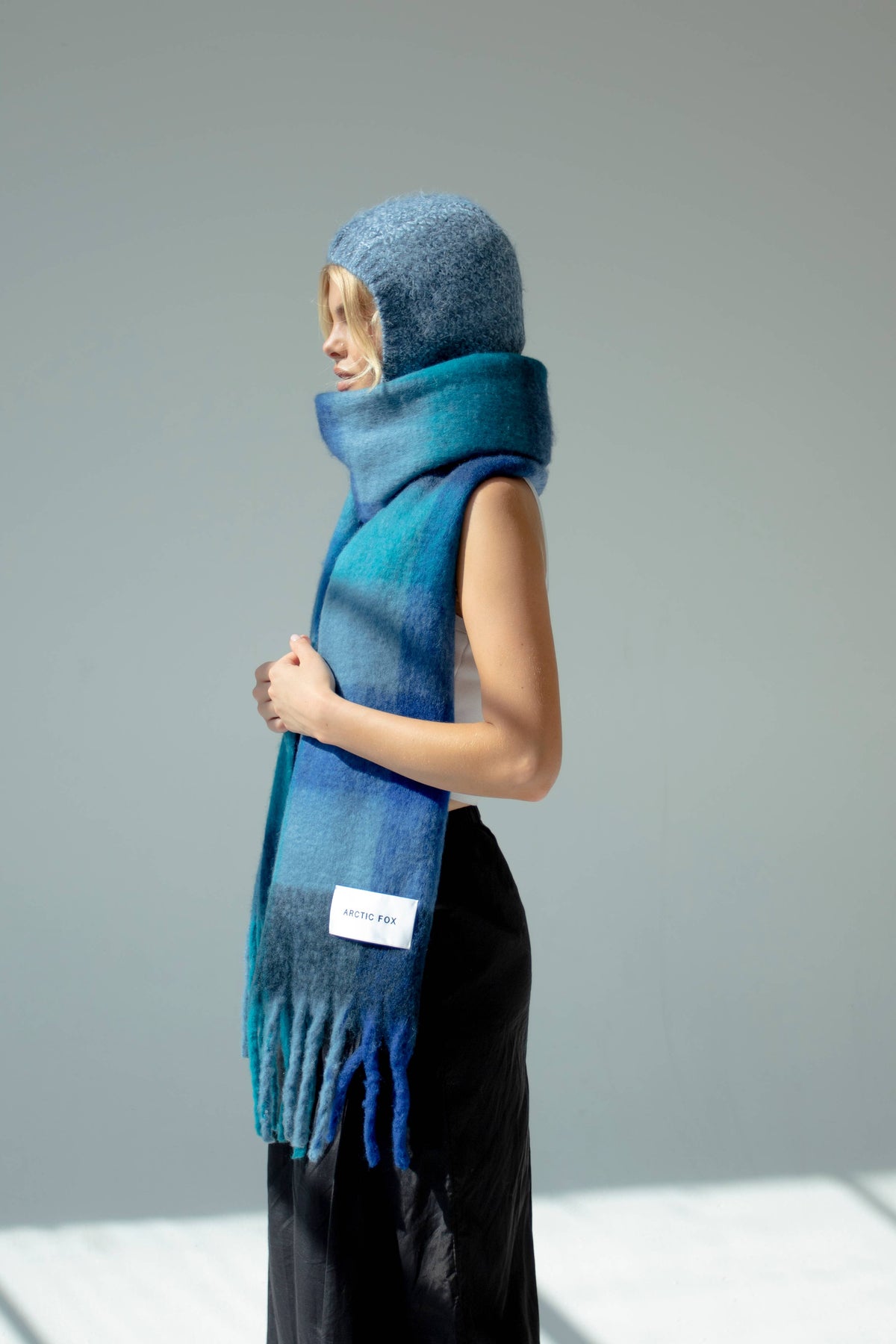 The Reykjavik Scarf - 100% Recycled - Blue Check - r. h. ballard shop & gallery
