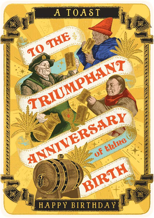 Triumphant Toast Birthday Greeting Card - r. h. ballard shop & gallery