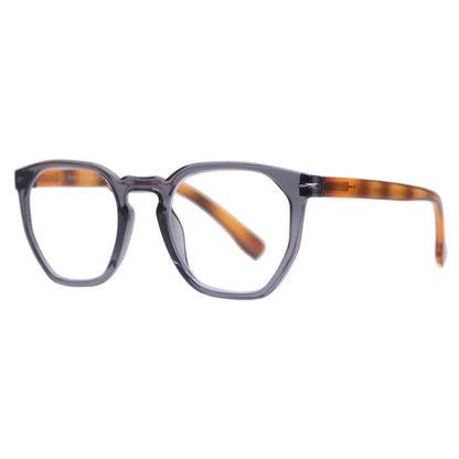 KASS | Transparent Grey| Brown Temples | Blue Light: 2.00