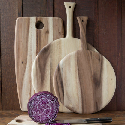 Round Acacia Board with Handle, Medium