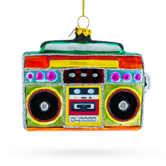 Boom Box Glass Ornament