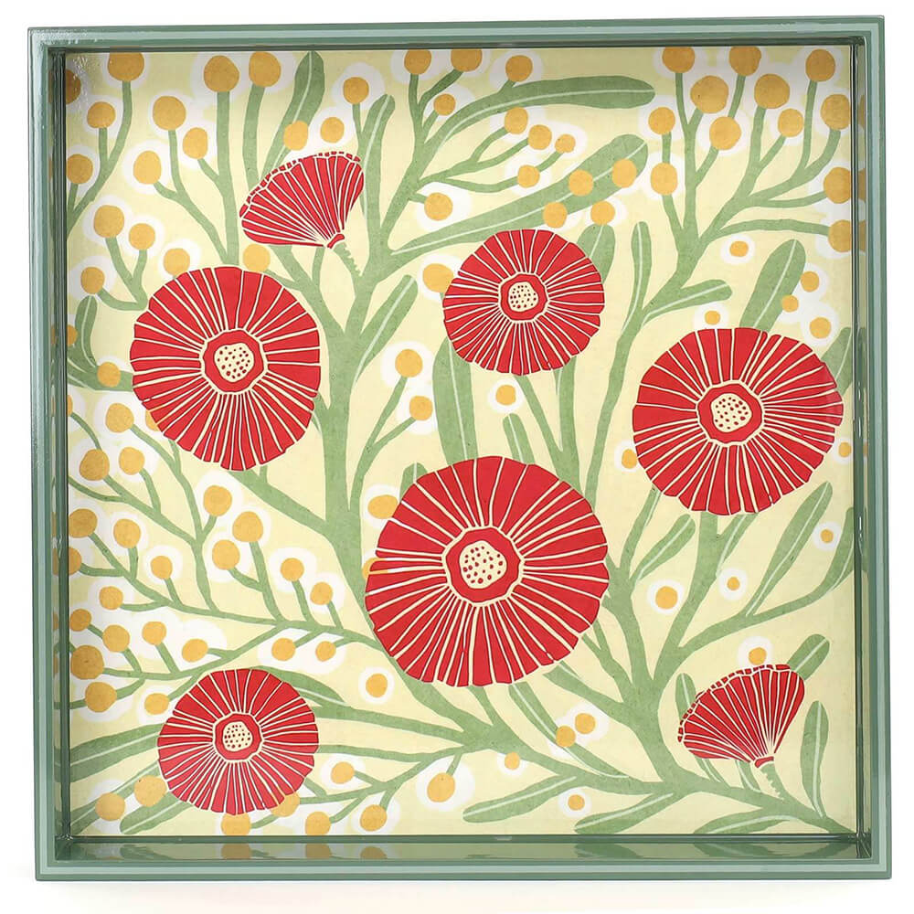 Camelia Bouquet Square Lacquer Serving Tray - r. h. ballard shop & gallery