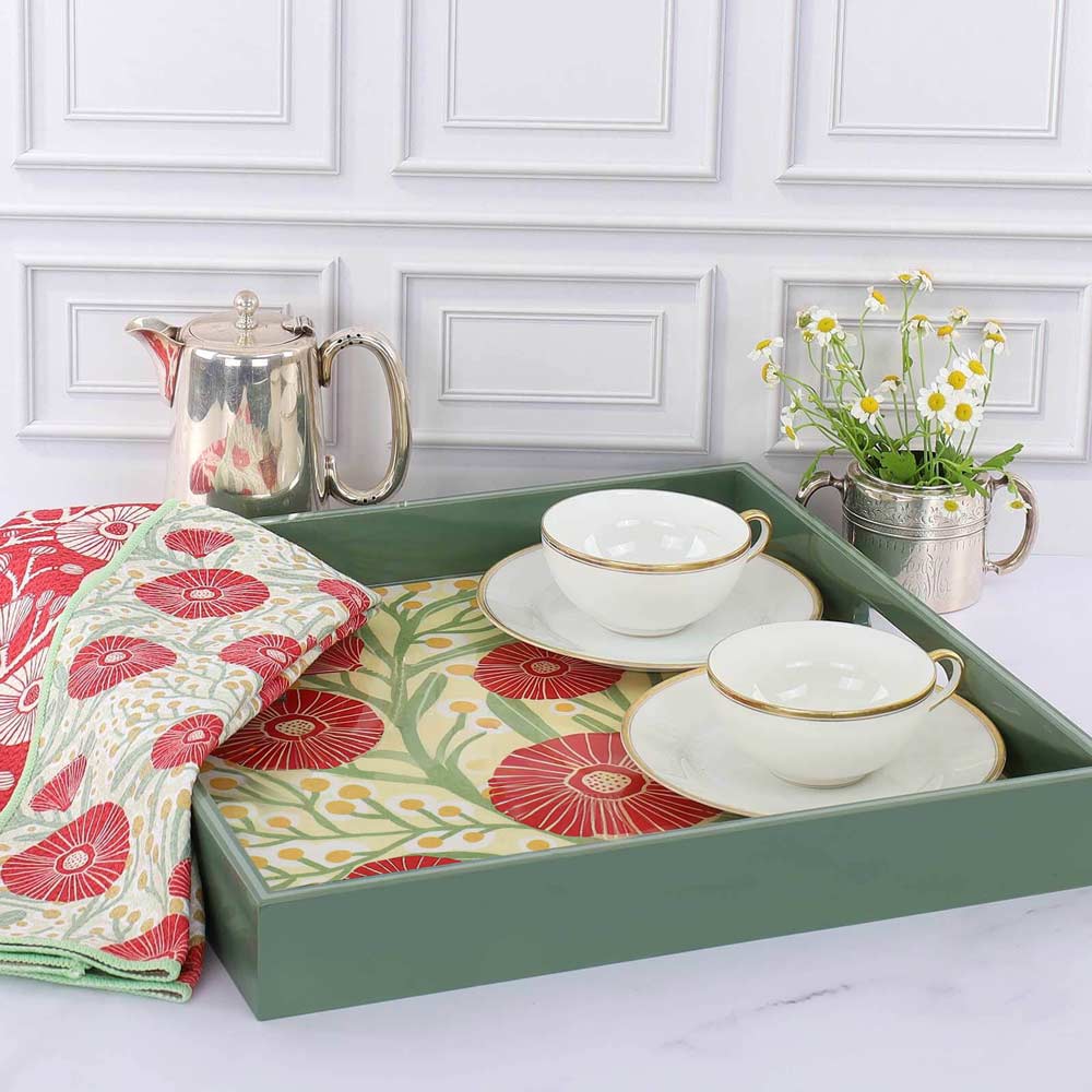 Camelia Bouquet Square Lacquer Serving Tray - r. h. ballard shop & gallery