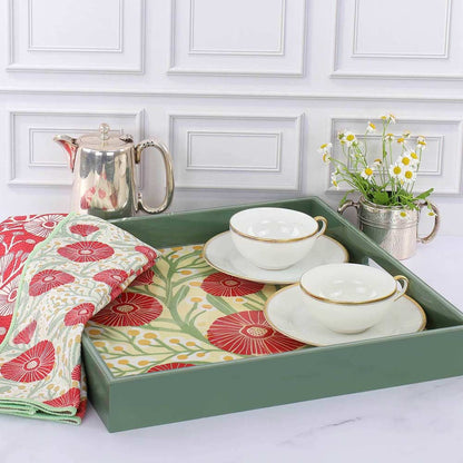 Camelia Bouquet Square Lacquer Serving Tray - r. h. ballard shop & gallery