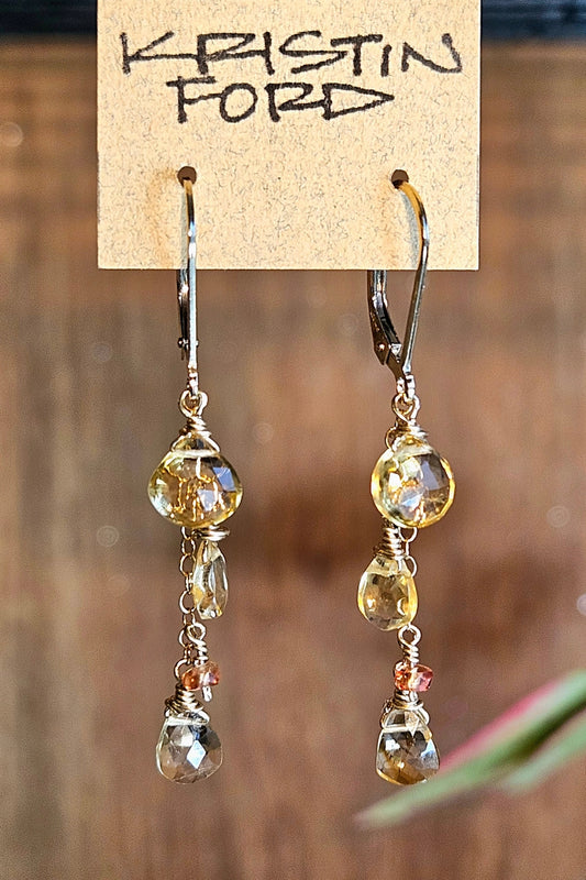 Citrine and Gemstones Earrings