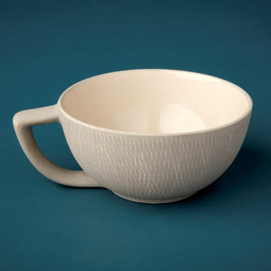 Crosshatch Stoneware Latte Mug Sterling Set of 2