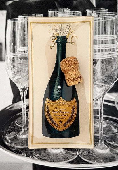 Dom Pérignon Brut Champagne Glass Decoupage Tray, 4"x 9" - r. h. ballard shop & gallery