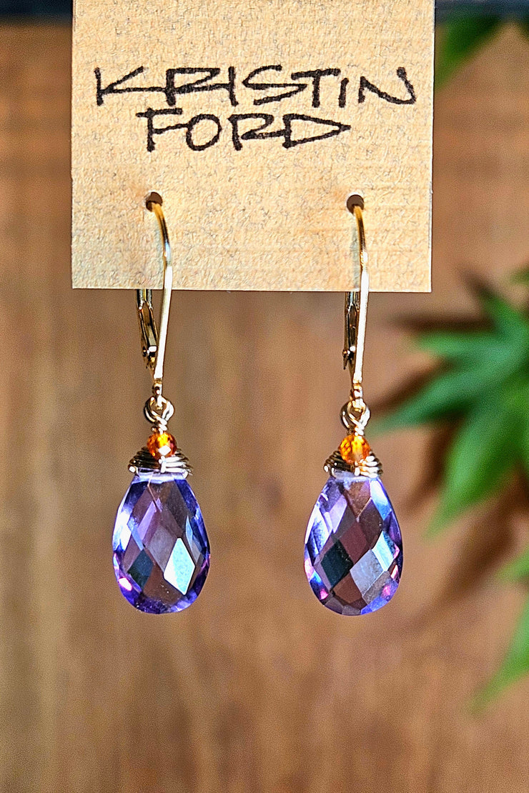 Amethyst & Hessonite Earrings