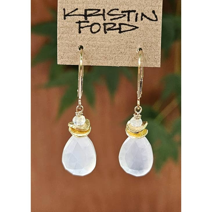 Mystic Moonstone and Gold Chips Earrings