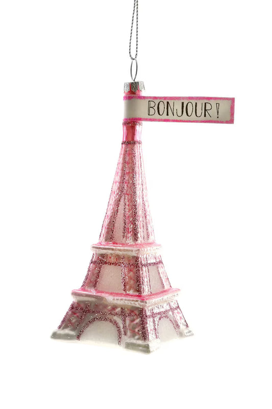 Pink Eiffel Tower Glass Ornament