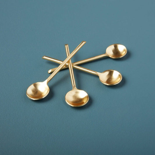 Gold Thin Mini Spoons, Set of 4