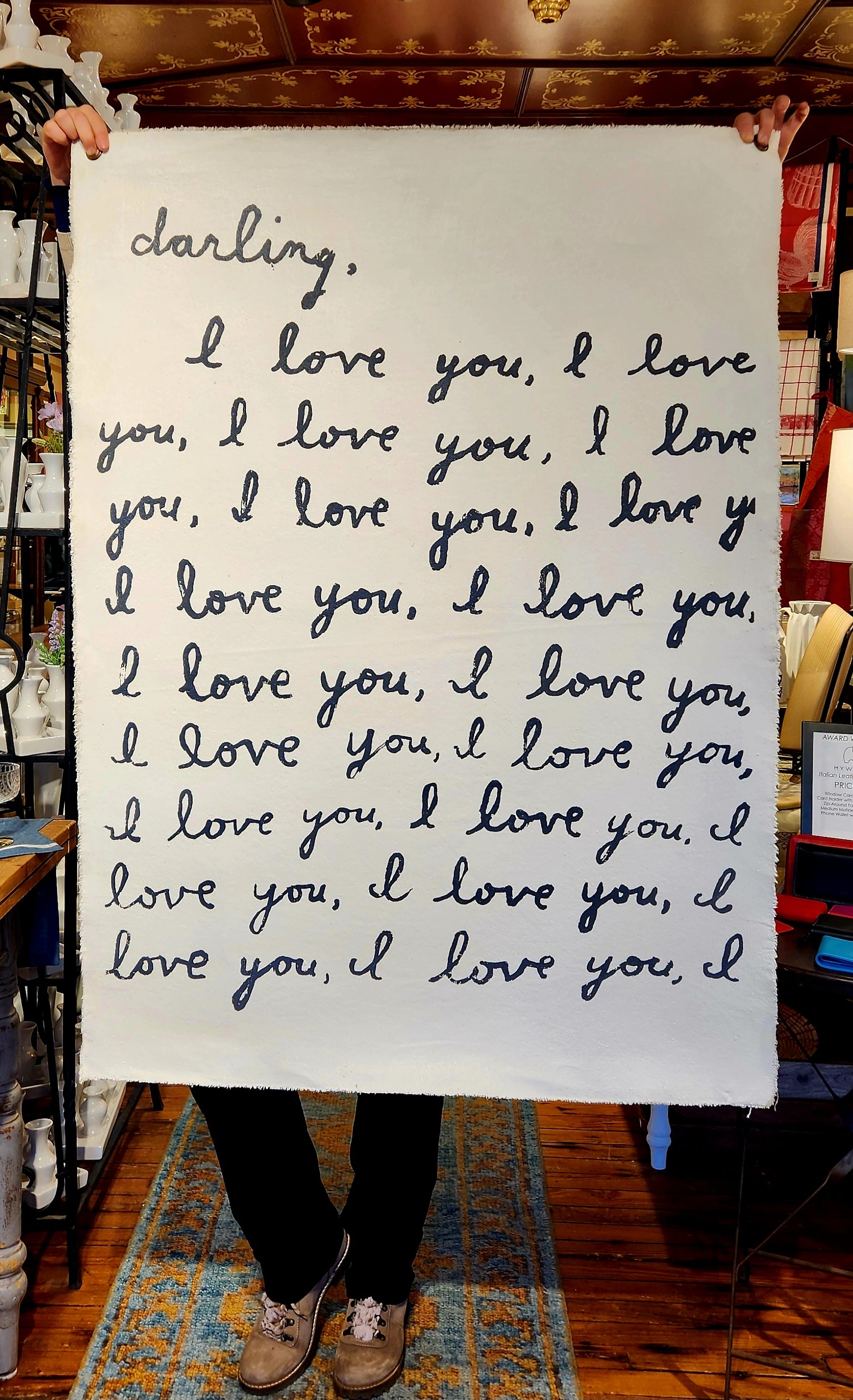 I Love You Hand Printed Canvas, 36" x 48" - r. h. ballard shop & gallery