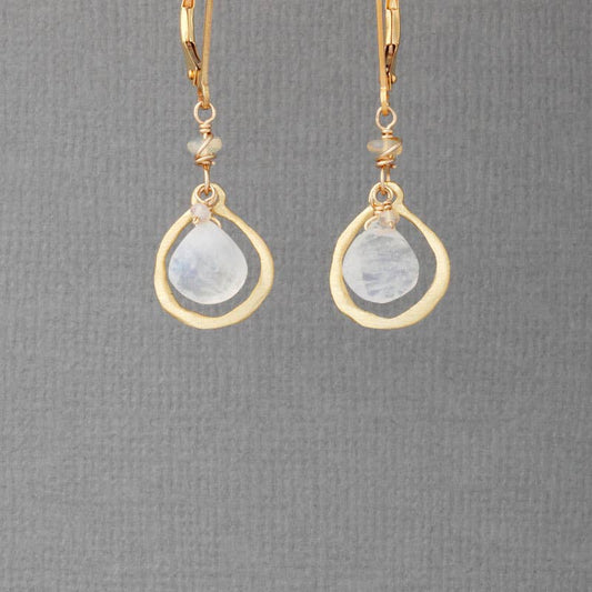 Rainbow Moonstone and Opal Earrings