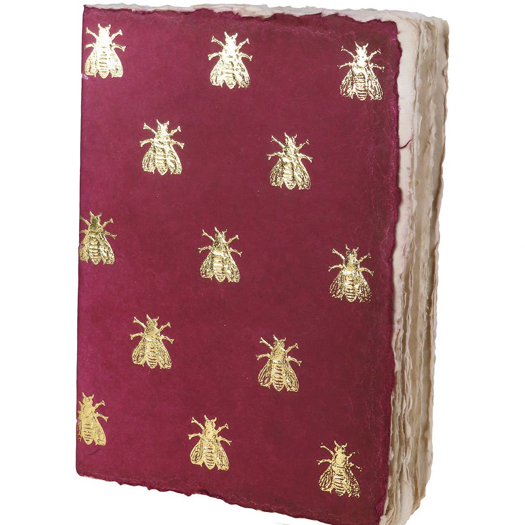 Red and Gold Bee Parchment Paper Notebook