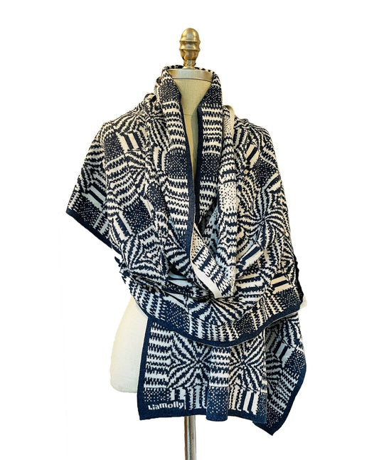 Liamolly Wincey, Indigo and Cream Wrap