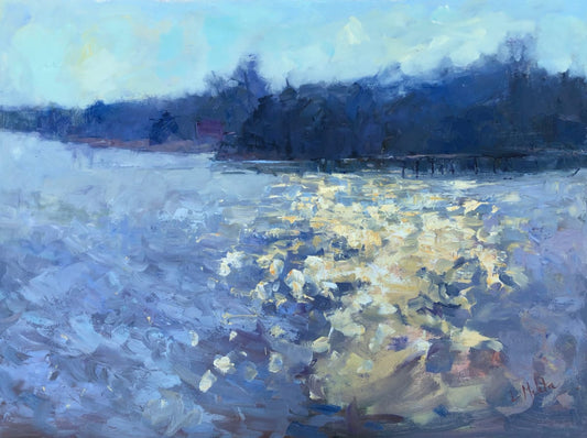 Light Dancing Downstream, Oil Painting