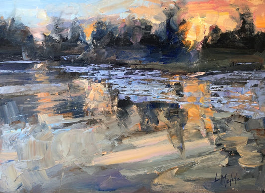 Winter Light on the Creek, Oil Painting