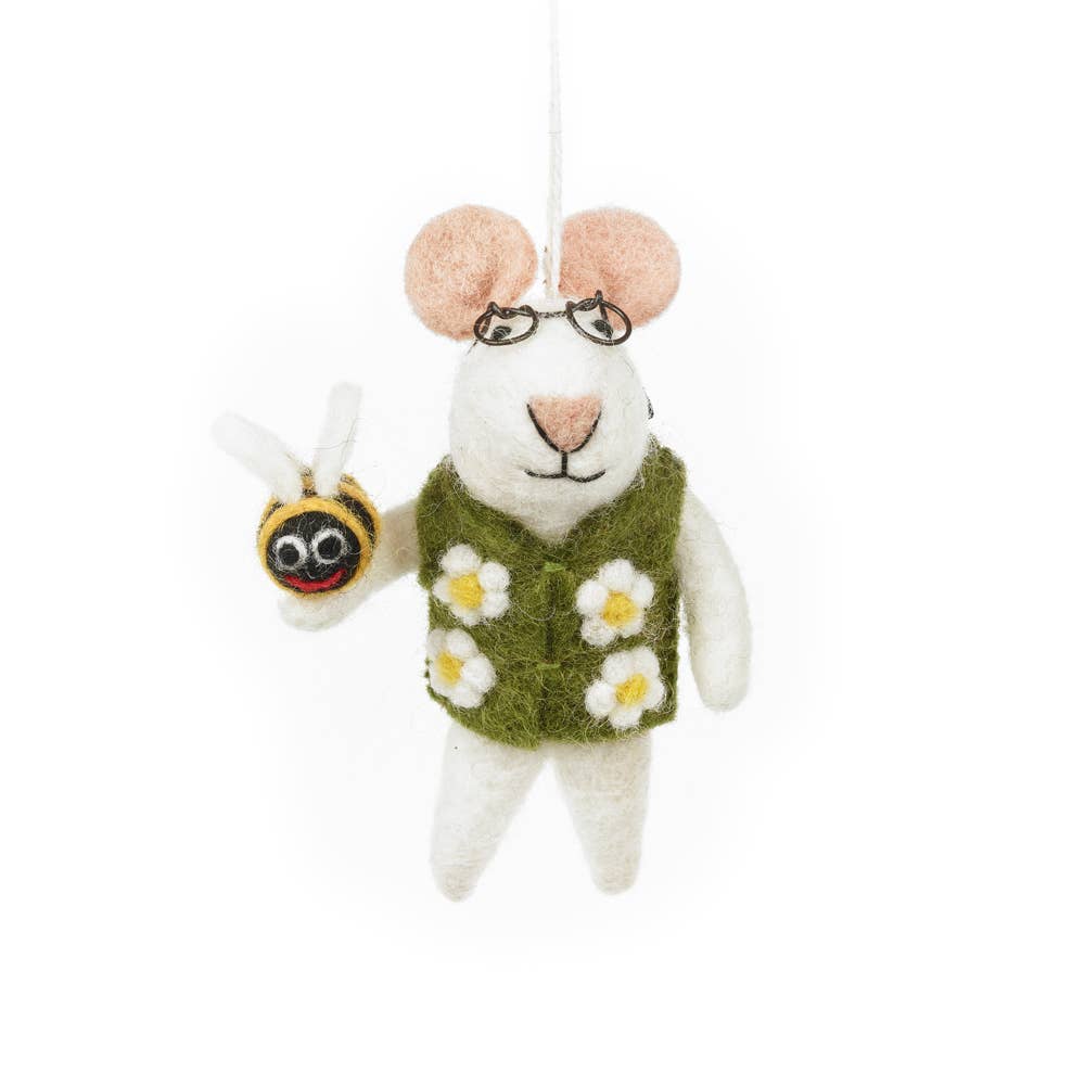 Isaac the Mouse Beekeeper Ornament
