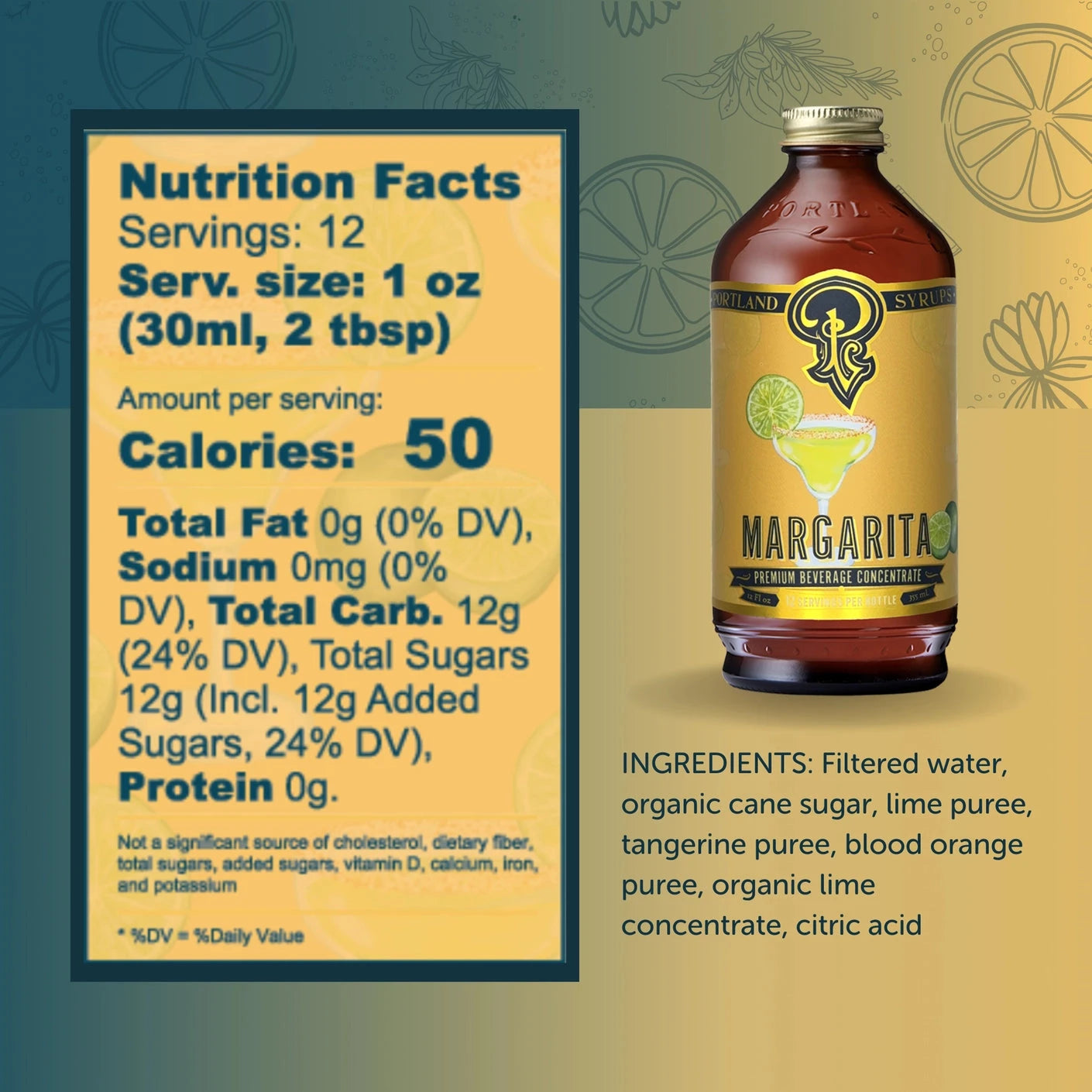 Margarita Syrup 12oz - Cocktail / Mocktail Beverage Mixer