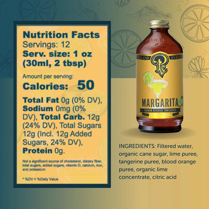 Margarita Syrup 12oz - Cocktail / Mocktail Beverage Mixer