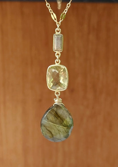 Labradorite Citrine Pyrite Necklace