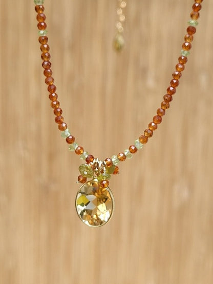 Citrine & Hessonite Necklace