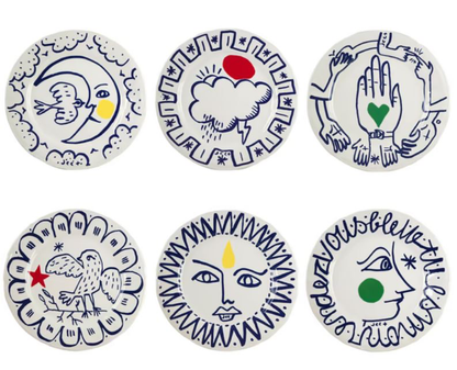 Gien France Archipel Sentimental Dinner Plate, Set of 6